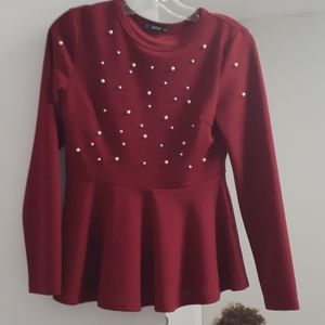 Burgundy peplum shirt